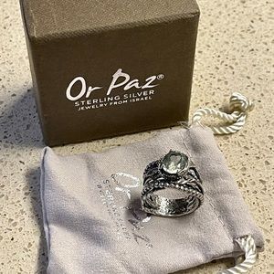 Or Paz Sterling Silber Green Quartz Size 7